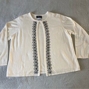 Vintage sag harbor twin set cardigan size 1X white/black coquette goth